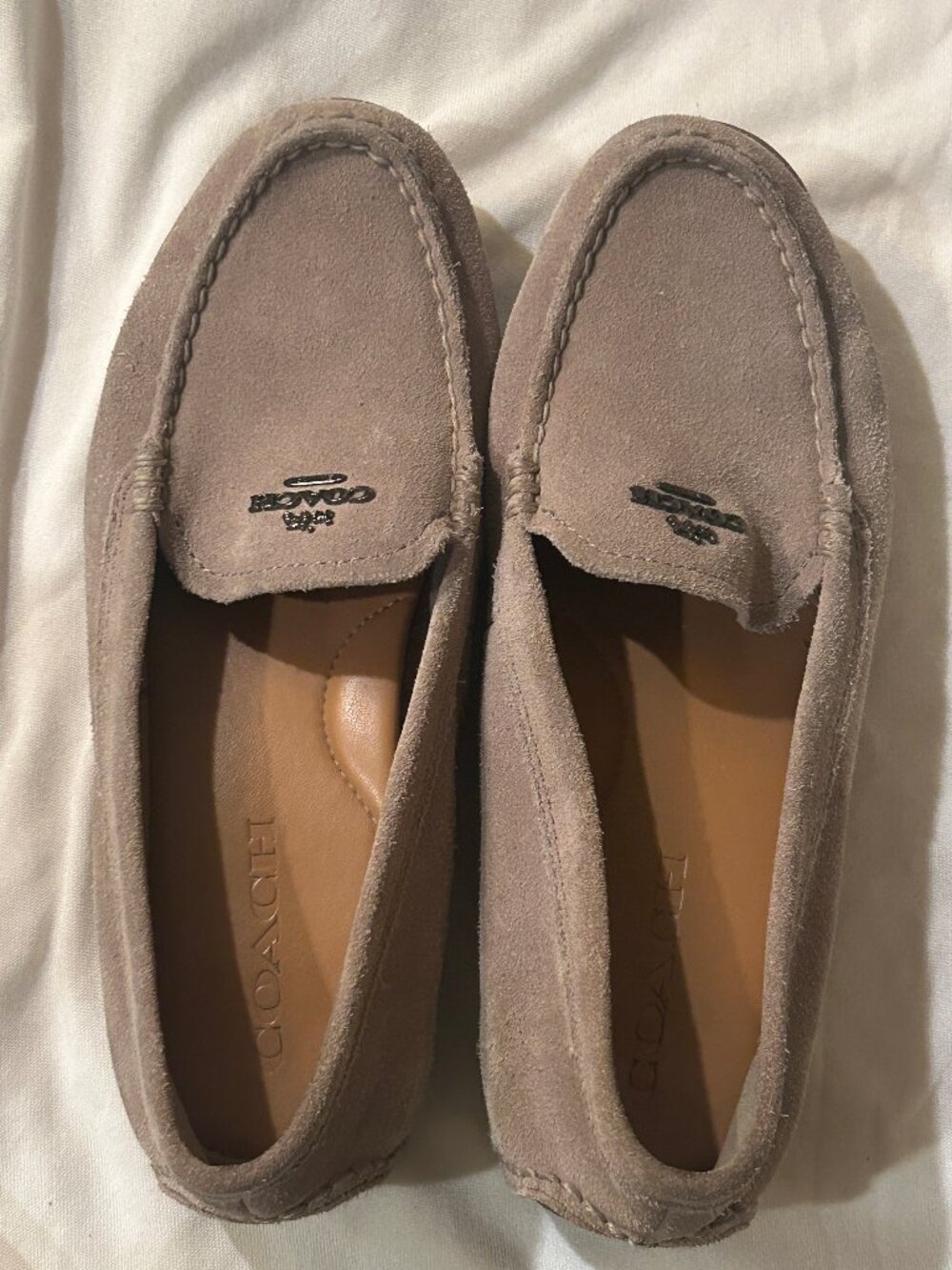 Coach Tan Mary Lock Up Driving Slip-On Loafers Size 6 1/2